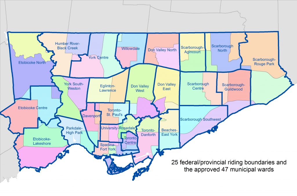 Provincial Plan Map for 25-Seat City of Toronto Ward Map